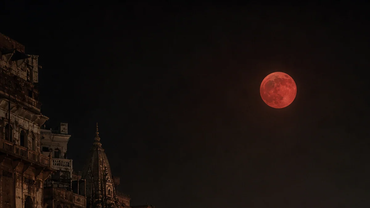 Red Moon over Kashi, detail crop