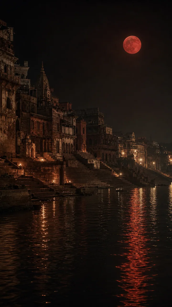 Red Moon over Kashi, mobile crop
